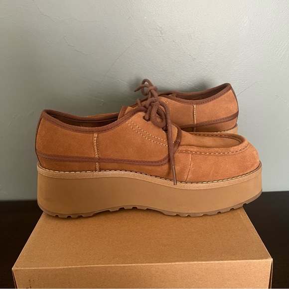 Ugg CityFunc Lace-up Platform Suede Shoes Chestnut size 8 - Picture 11 of 14